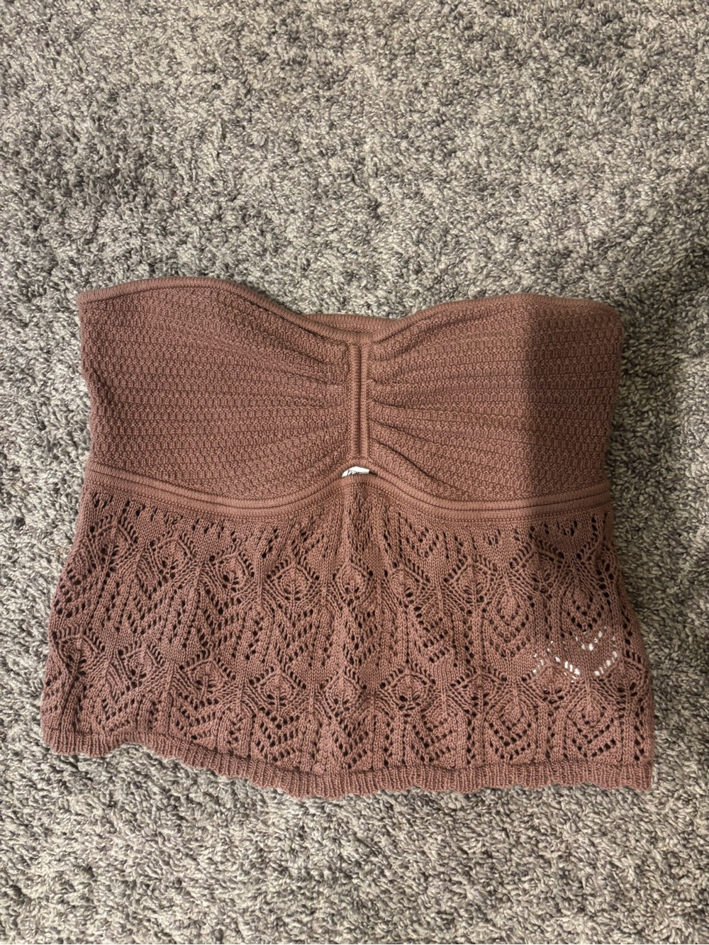 American Eagle Mauve-Brown Crochet Bustier Top